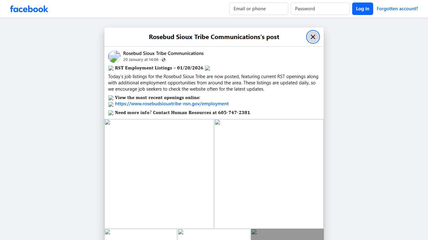 📢 𝐑𝐒𝐓 𝐄𝐦𝐩𝐥𝐨𝐲𝐦𝐞𝐧𝐭... - Rosebud Sioux Tribe Communications Facebook