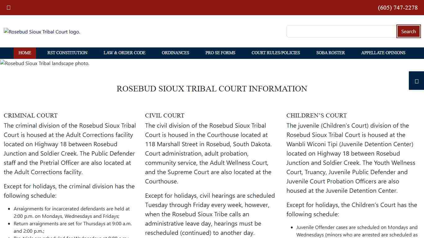 Rosebud Sioux Tribal Court Constitution Law and Order Code Pro Se Forms Rosebud Sioux Tribal Court